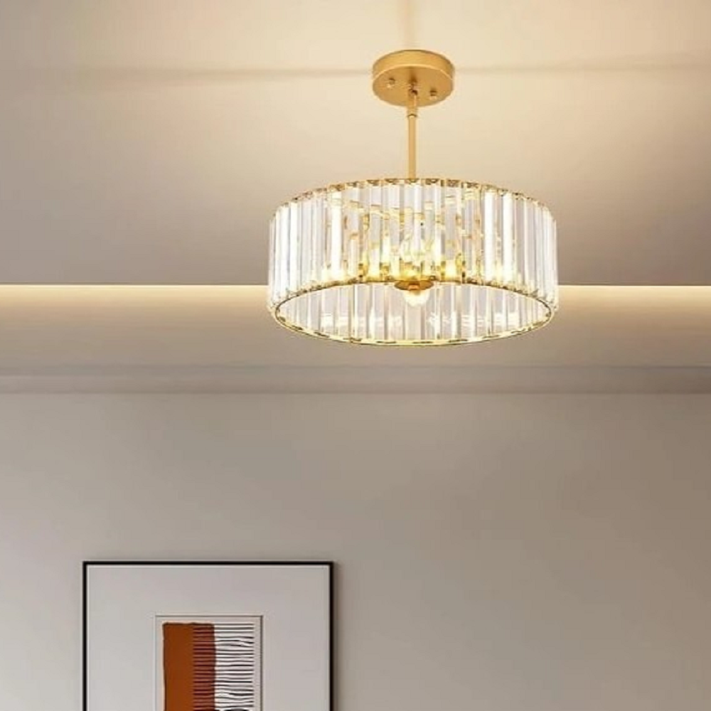 نجفة ستيل و كريستال، 50*70 سم- ذهبي