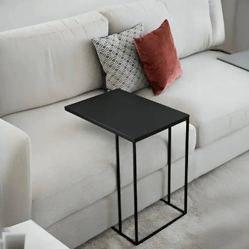 ترابيزة جانبية معدن بسطح خشب، 50*50*40 سم