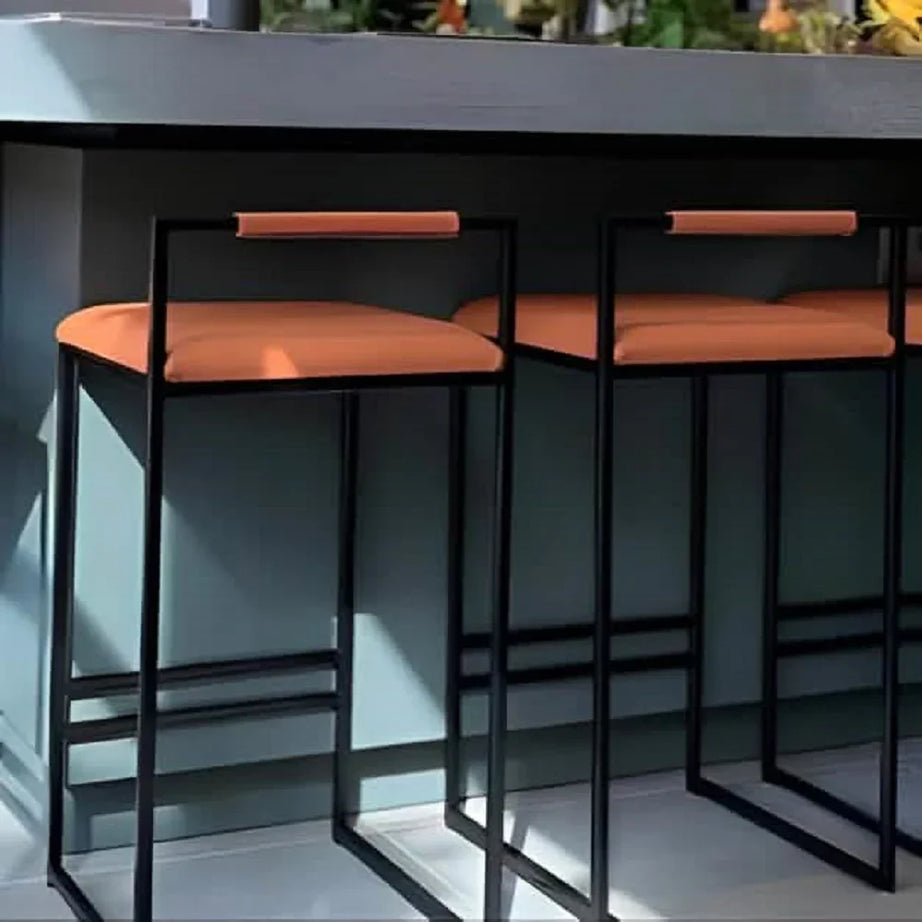 كرسي بار ستيل و جلد، 40*40*90 سم