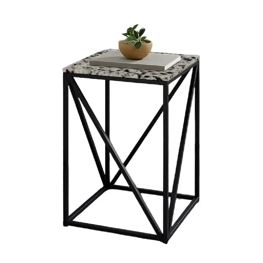 ترابيزة جانبية معدن بسطح جرانيت، 40*40*60 سم