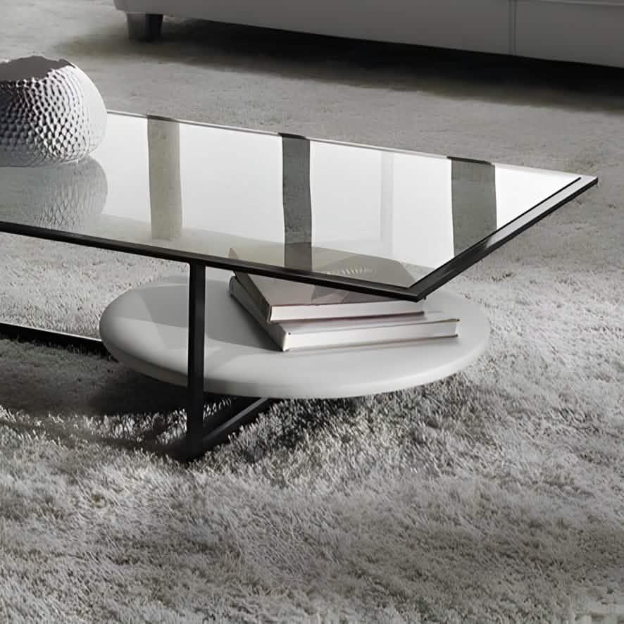 ترابيزة قهوة بسطح زجاج 50*100*40 سم - RON88 Royal Iron