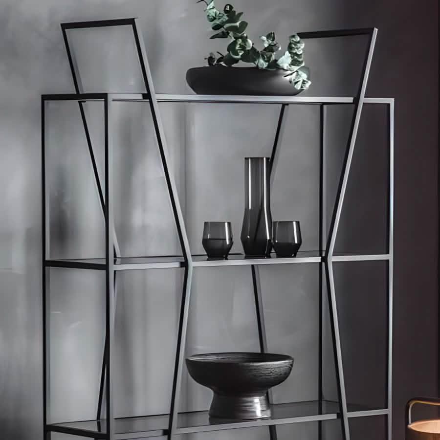 وحدة أرفف ستيل و زجاج، 120*30*200 سم