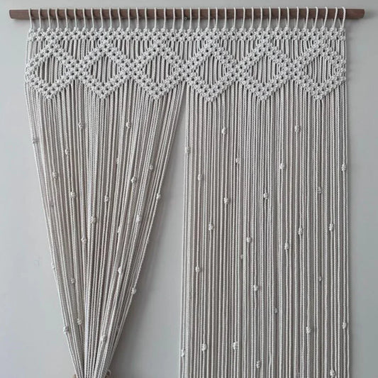 ستارة مكرمية خشب موسكي وقطن، 120*230 سم