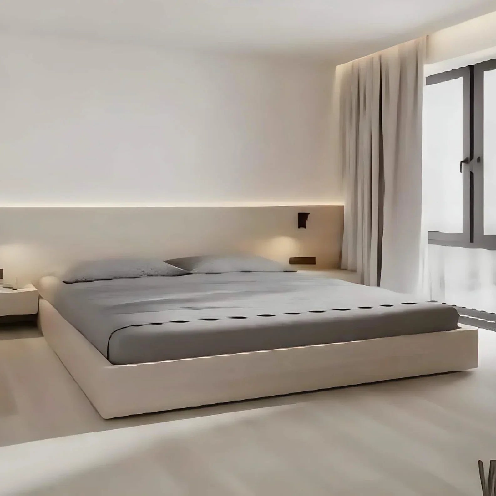 سرير  سوبر كينج خشب كونتر مع 2 كومود ، 180*200*120 سم