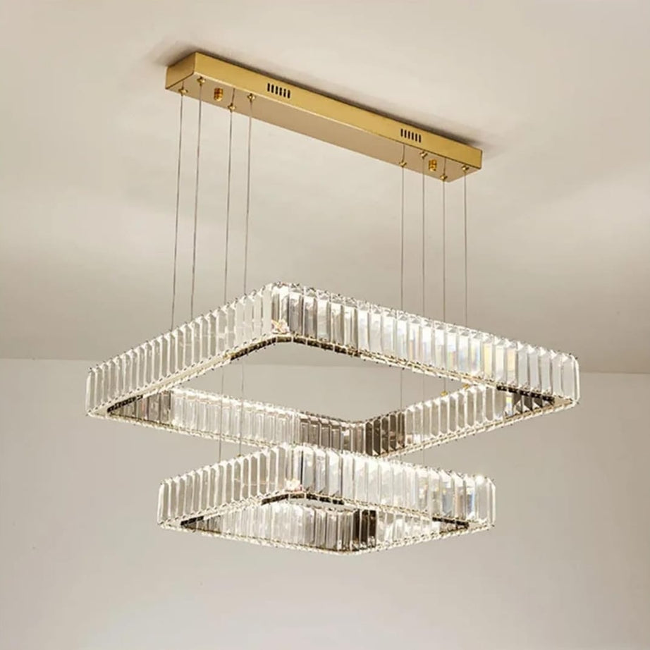 نجفة ستيل و كريستال، 60*75 سم - ذهبي