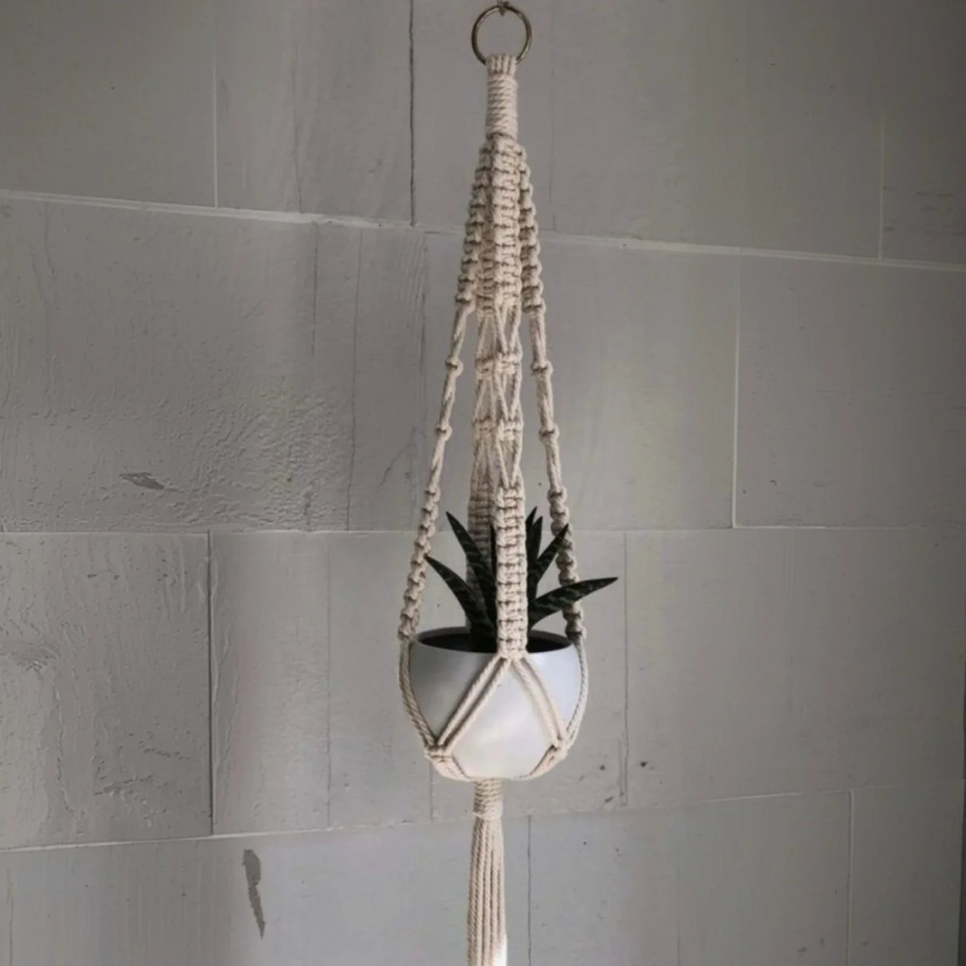 حامل اواني زرع مكرمية قطن، 80 سم