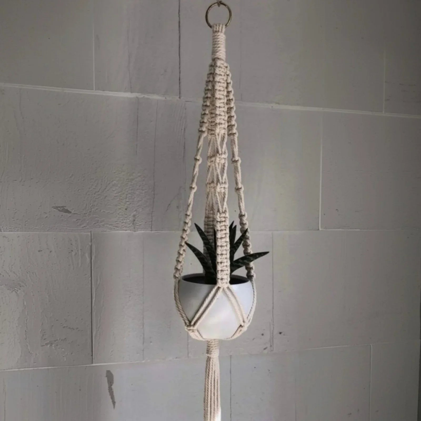 حامل اواني زرع مكرمية قطن، 80 سم