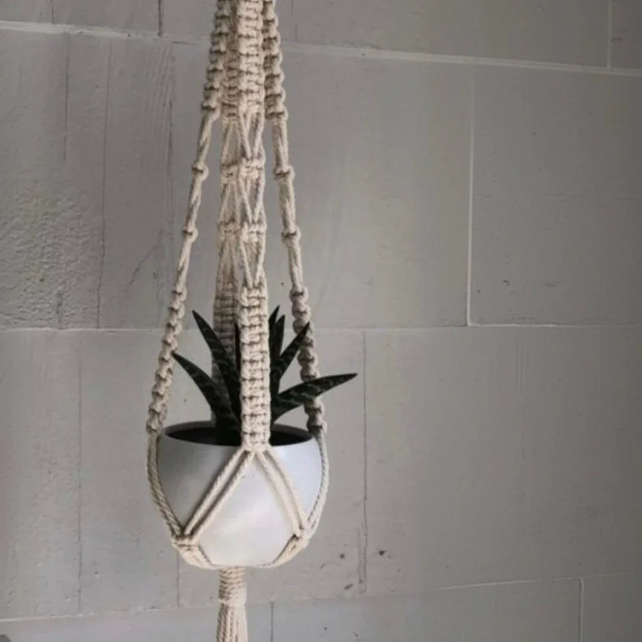 حامل اواني زرع مكرمية قطن، 80 سم