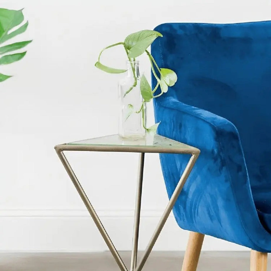 ترابيزة جانبية ستيل بسطح زجاج، 25*25*50 سم