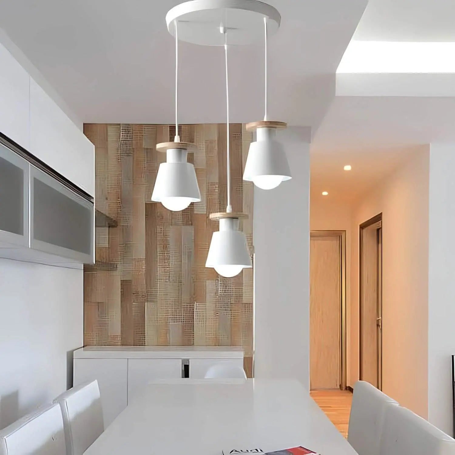 نجفة معدن و خشب زان، 28*113 سم