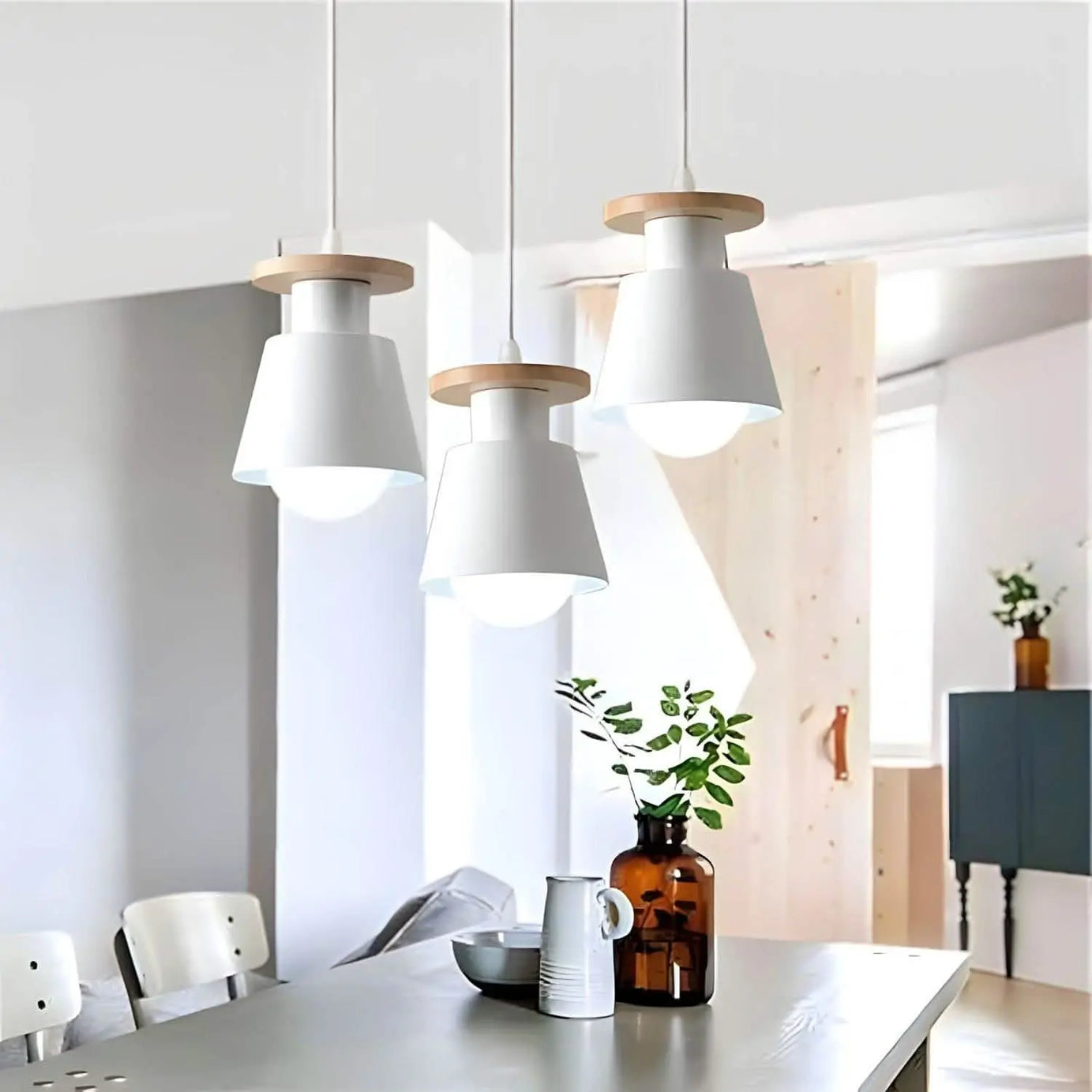 نجفة معدن و خشب زان، 28*113 سم