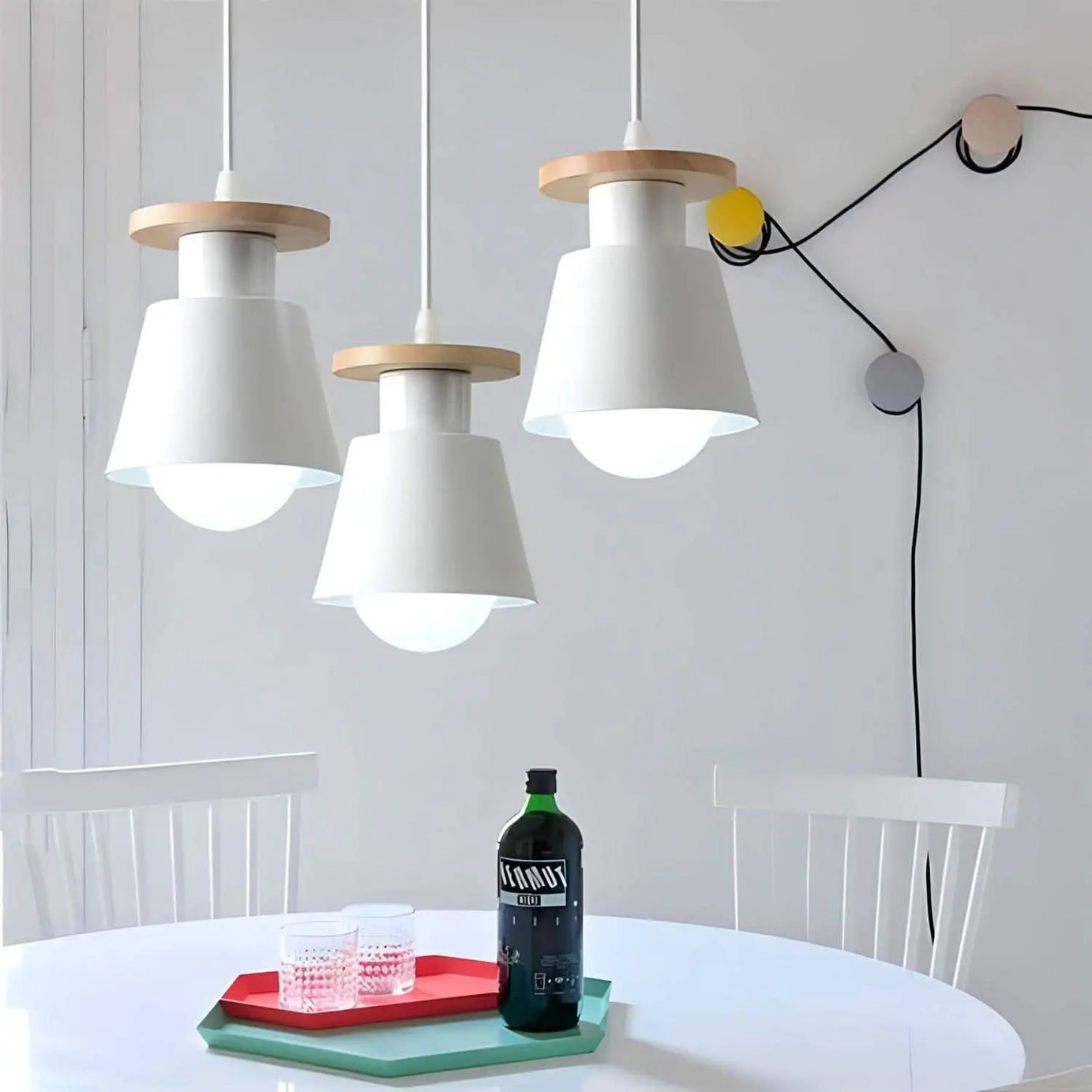 نجفة معدن و خشب زان، 28*113 سم