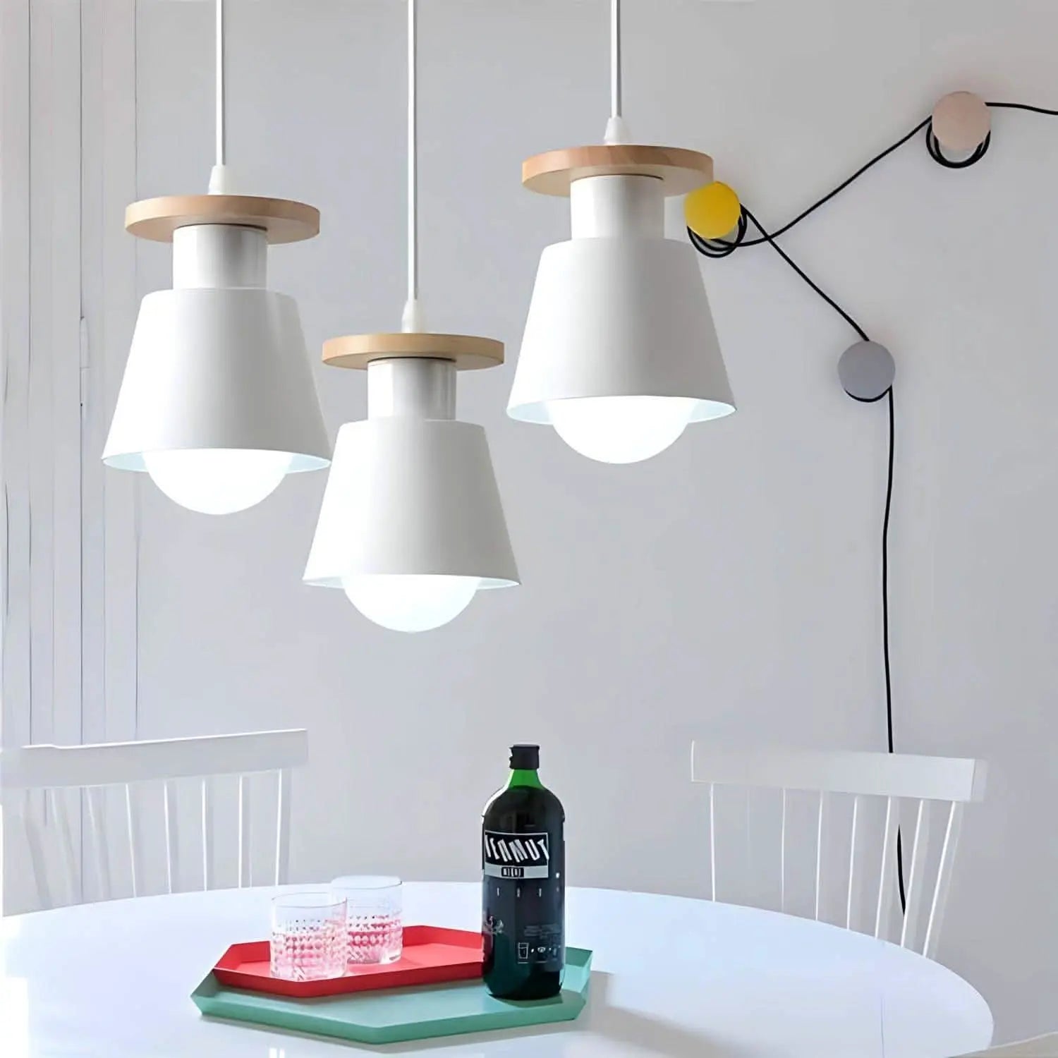 نجفة معدن و خشب زان، 28*113 سم