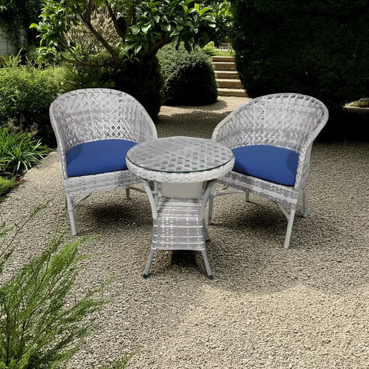 طقم للحدائق معدن و راتان، 3 قطع