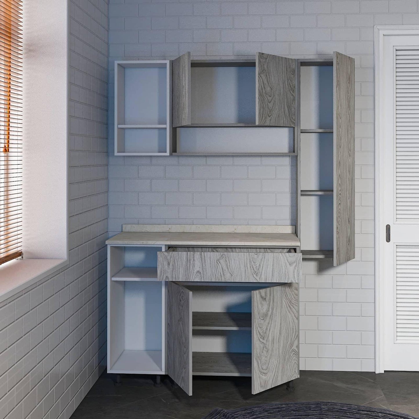 مطبخ ام دي اف، 3 قطع