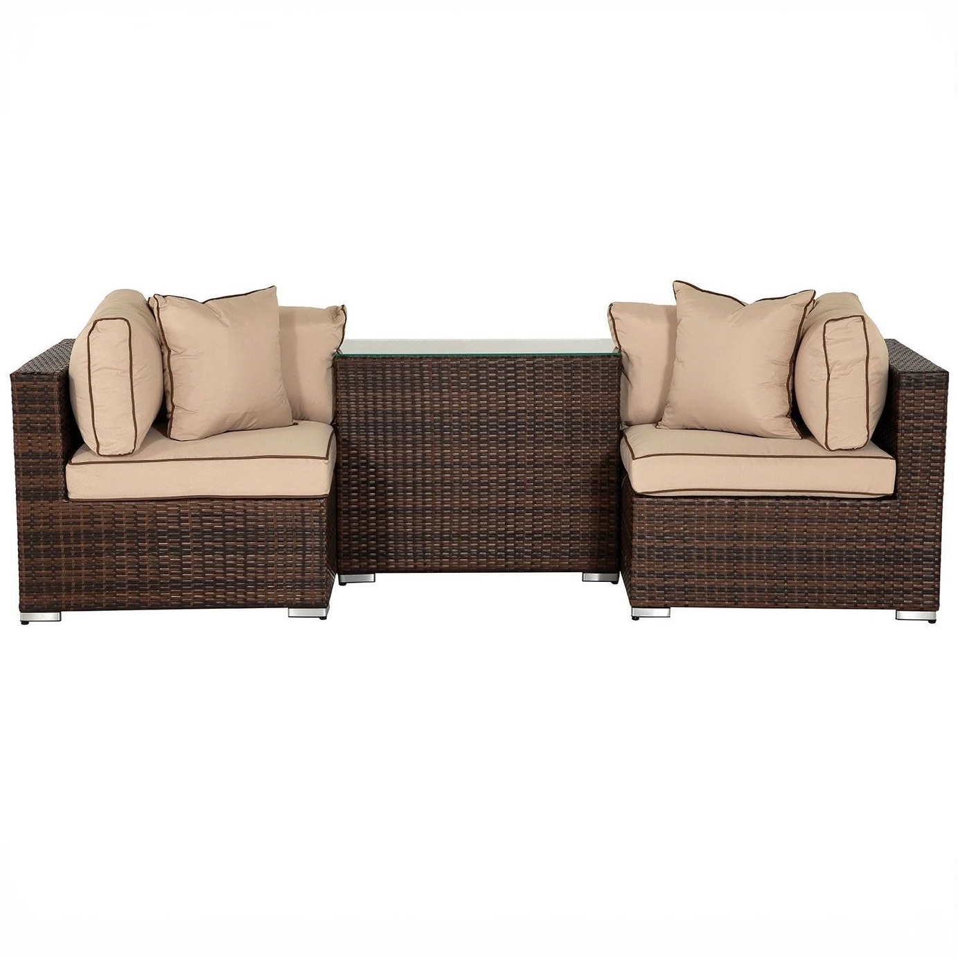 طقم للحدائق معدن و راتان، 3 قطع