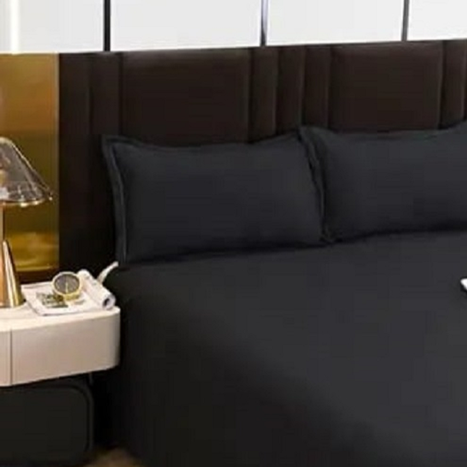 طقم ملاية سرير مايكروفايبر، 240*220 سم - أسود