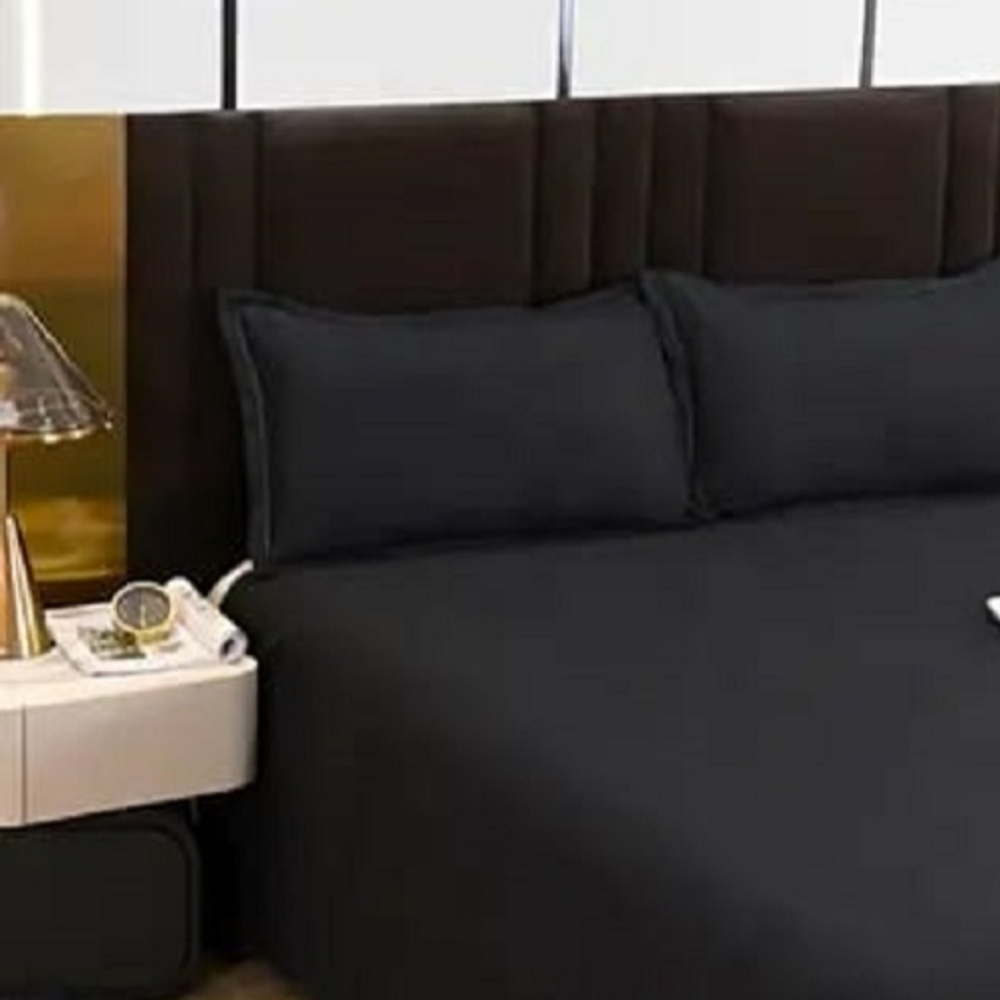 طقم ملاية سرير مايكروفايبر، 240*220 سم - أسود