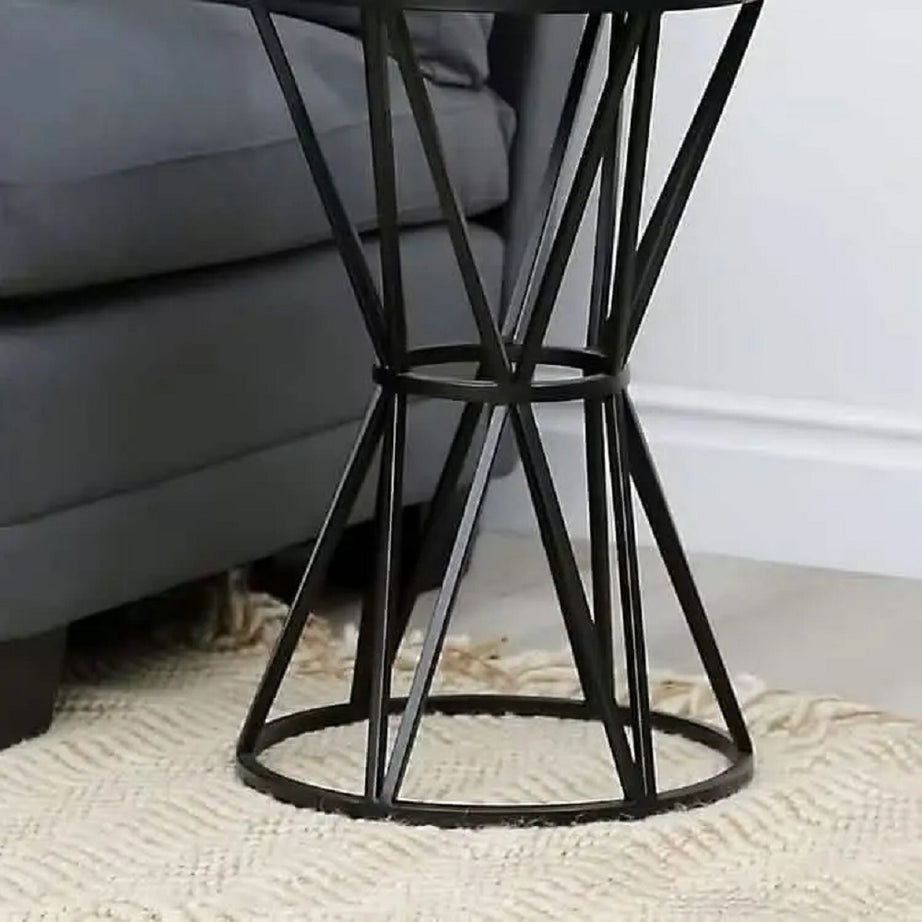 ترابيزة جانبية معدن بسطح زجاج، 40*40*50 سم