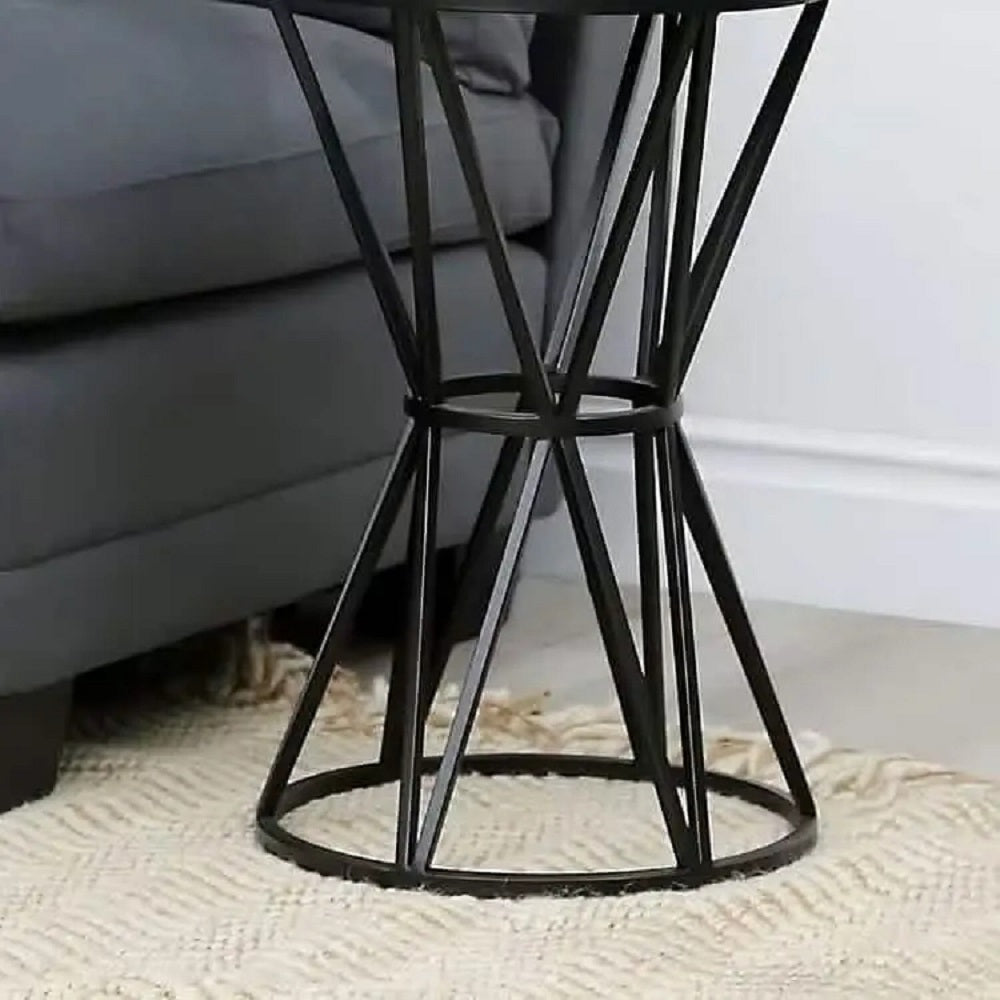 ترابيزة جانبية معدن بسطح زجاج، 40*40*50 سم