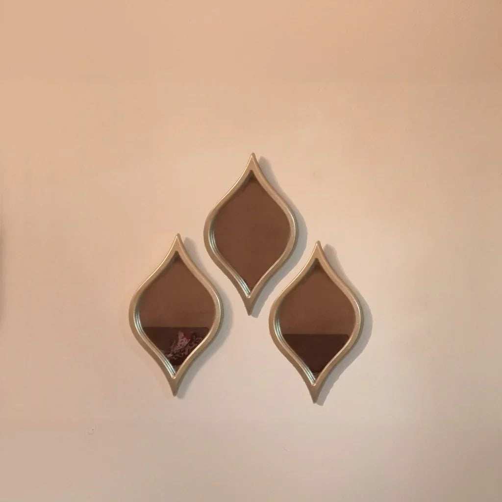 طقم مرايات حائط بإطار ام دي اف، 30*2*16 سم - 3 قطع
