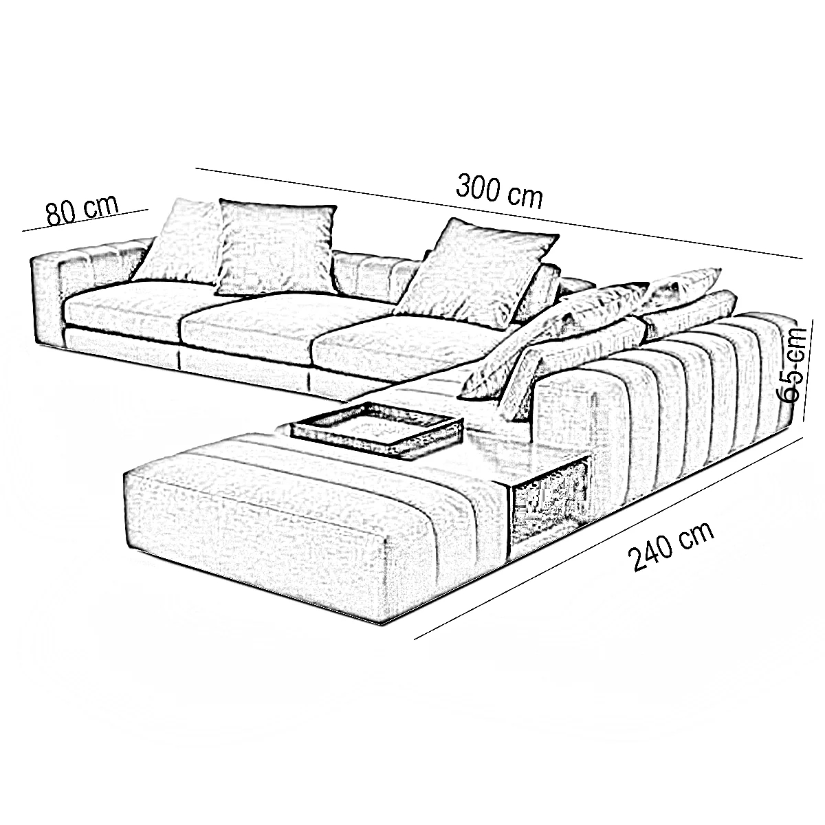 ركنة خشب زان، 300*240*65 سم