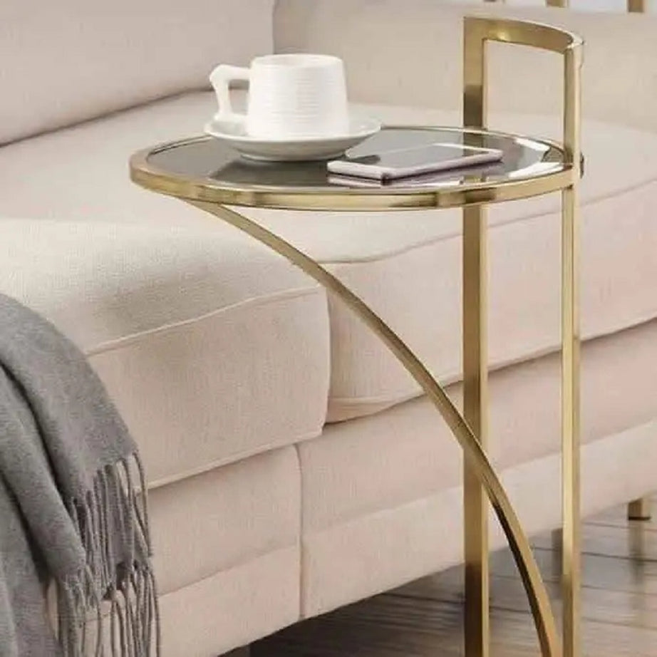 ترابيزة جانبية ستيل بسطح زجاج، 40*40*60 سم