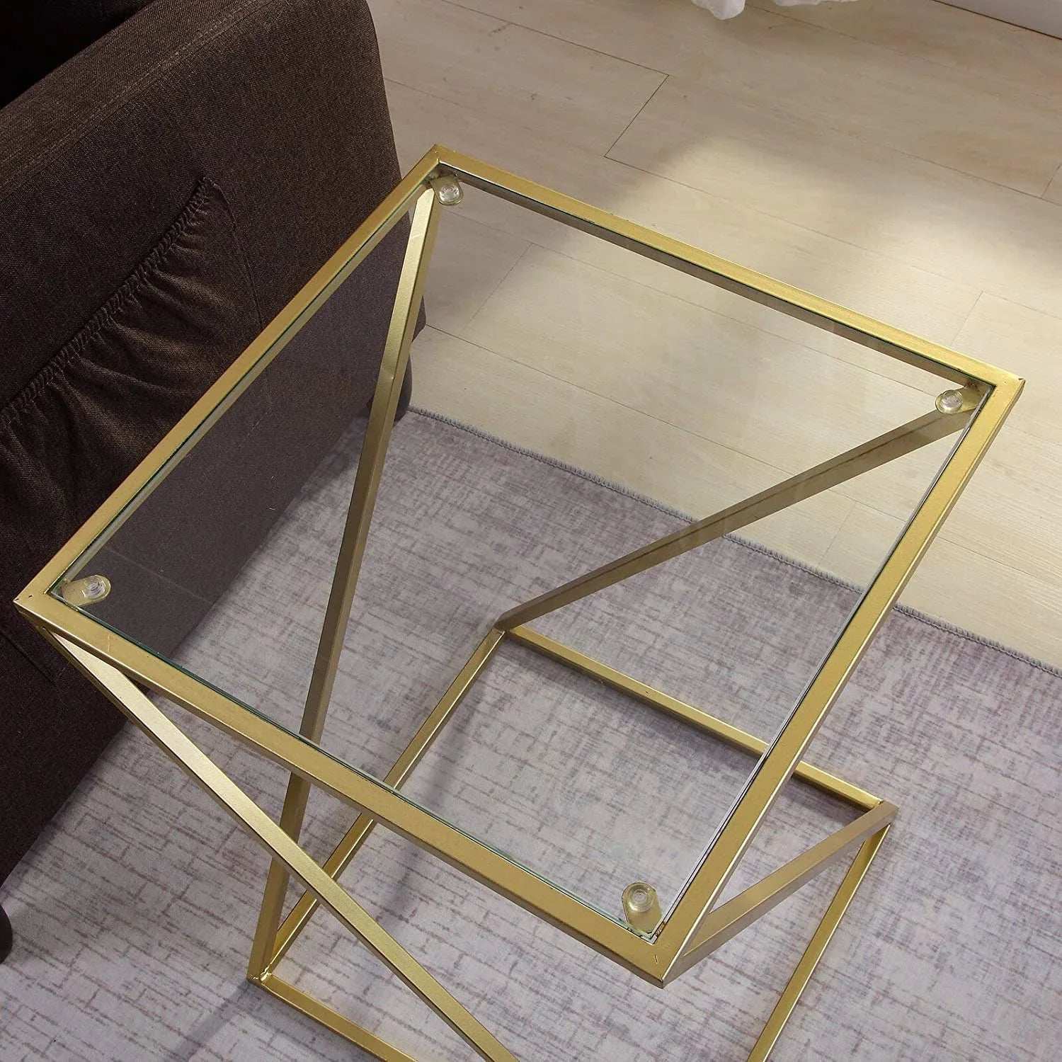 ترابيزة جانبية زجاج 30*30*60 سم - RON71 Royal Iron