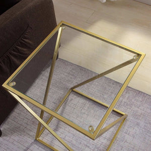 ترابيزة جانبية زجاج 30*30*60 سم - RON71 Royal Iron