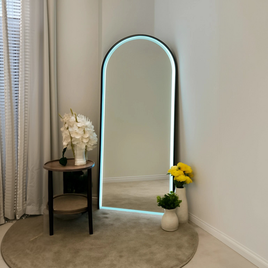 مرايا سمارت بإطار معدني، 65*180- أسود