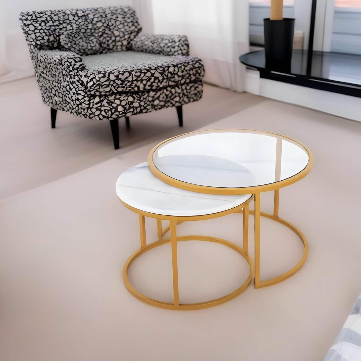 طقم ترابيزات قهوة متداخلة ستيل، قطعتين