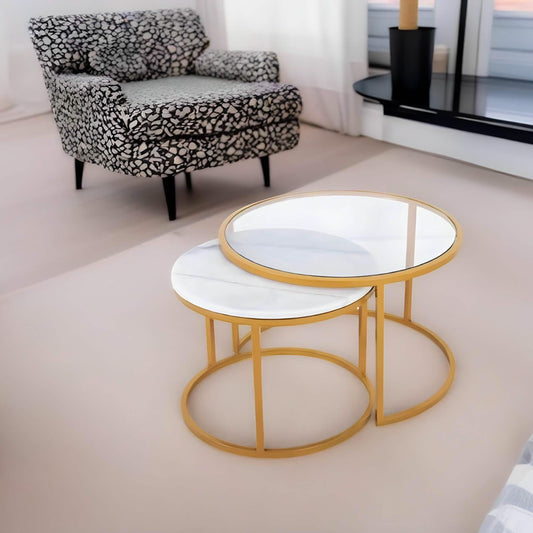 طقم ترابيزات قهوة متداخلة ستيل، قطعتين