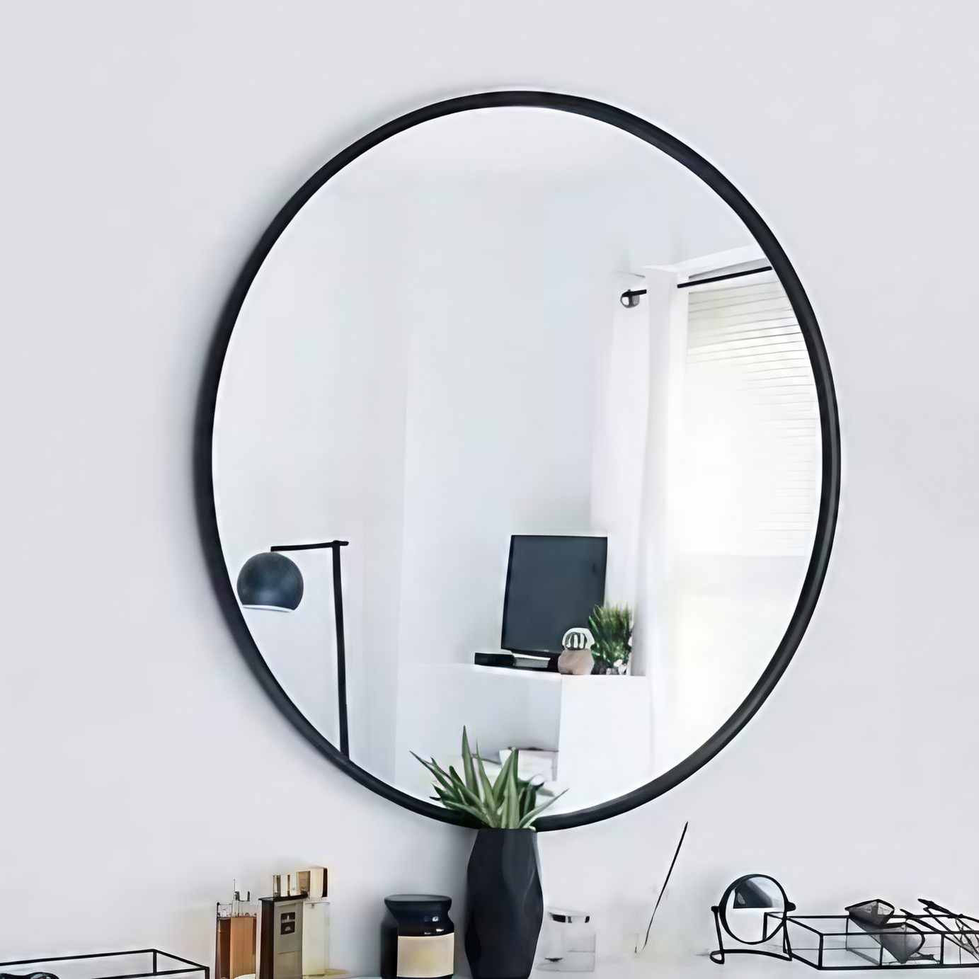 مرايا حائط بإطار أسود، 60 سم