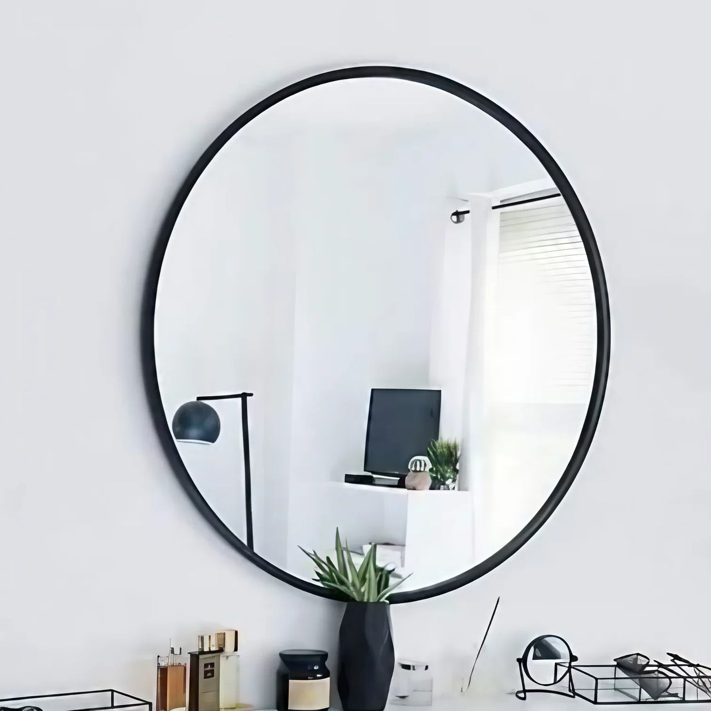 مرايا حائط بإطار أسود، 60 سم