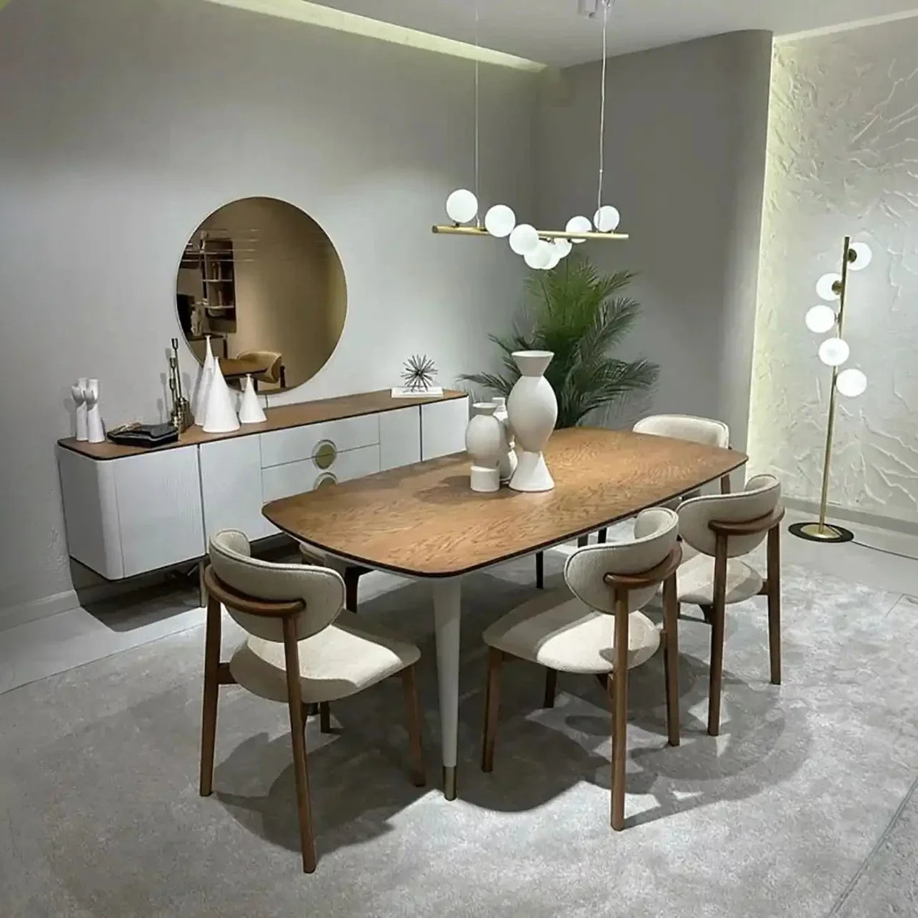 طقم سفرة خشب زان و كونتر، 7 قطع