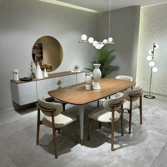 طقم سفرة خشب زان و كونتر، 7 قطع