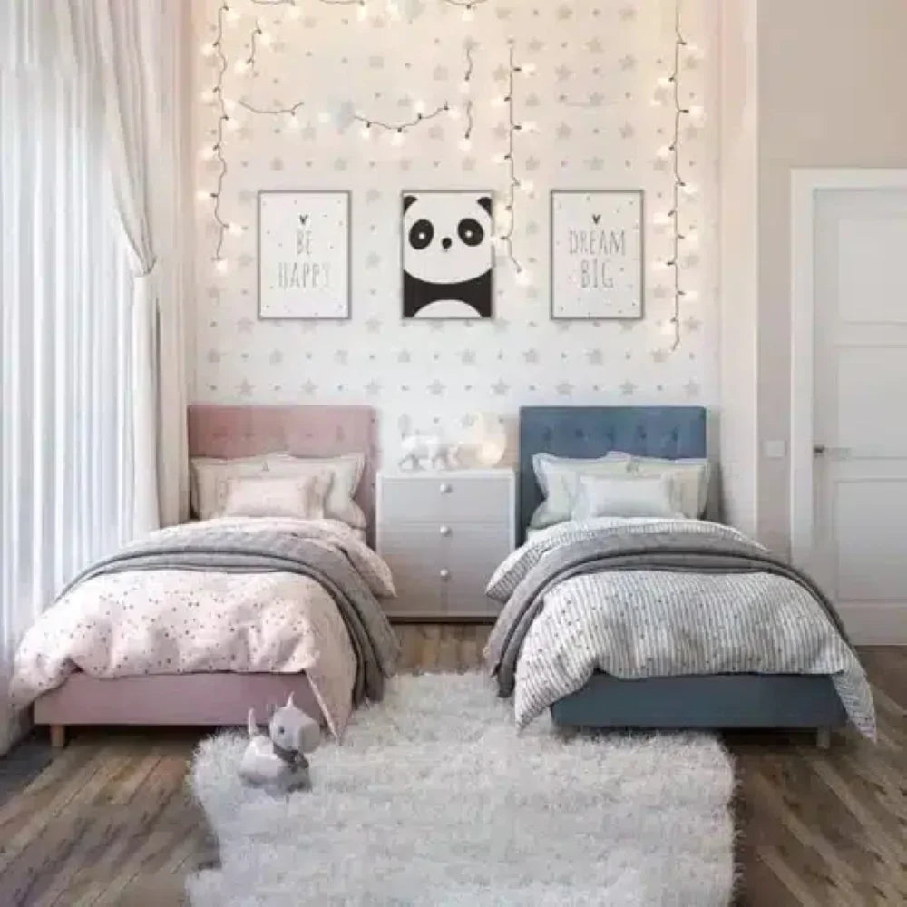 سريرين فردي خشب ام دي اف وزان أحمر، 100*200*120 سم