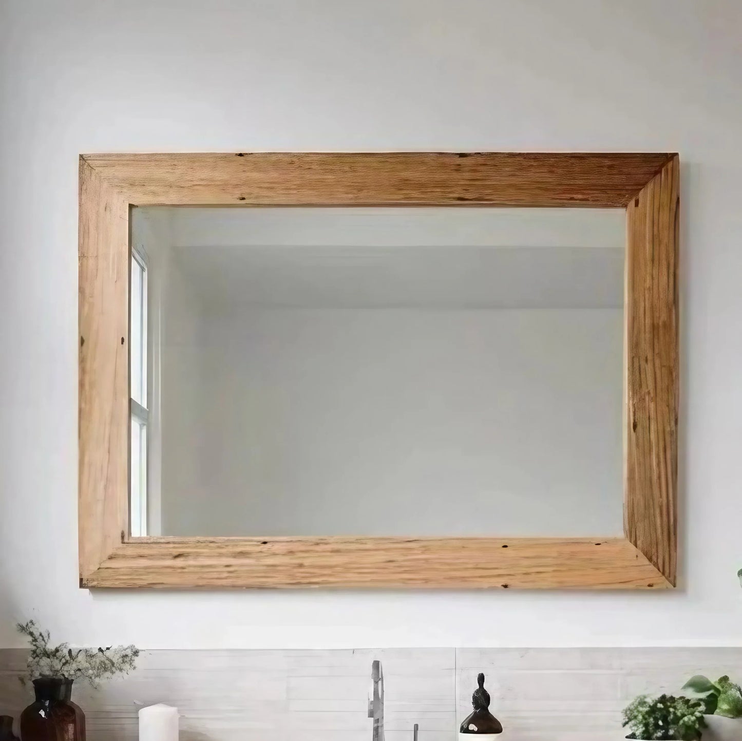 مرايا حائط بإطار خشب ام دي اف، 90*2*65 سم