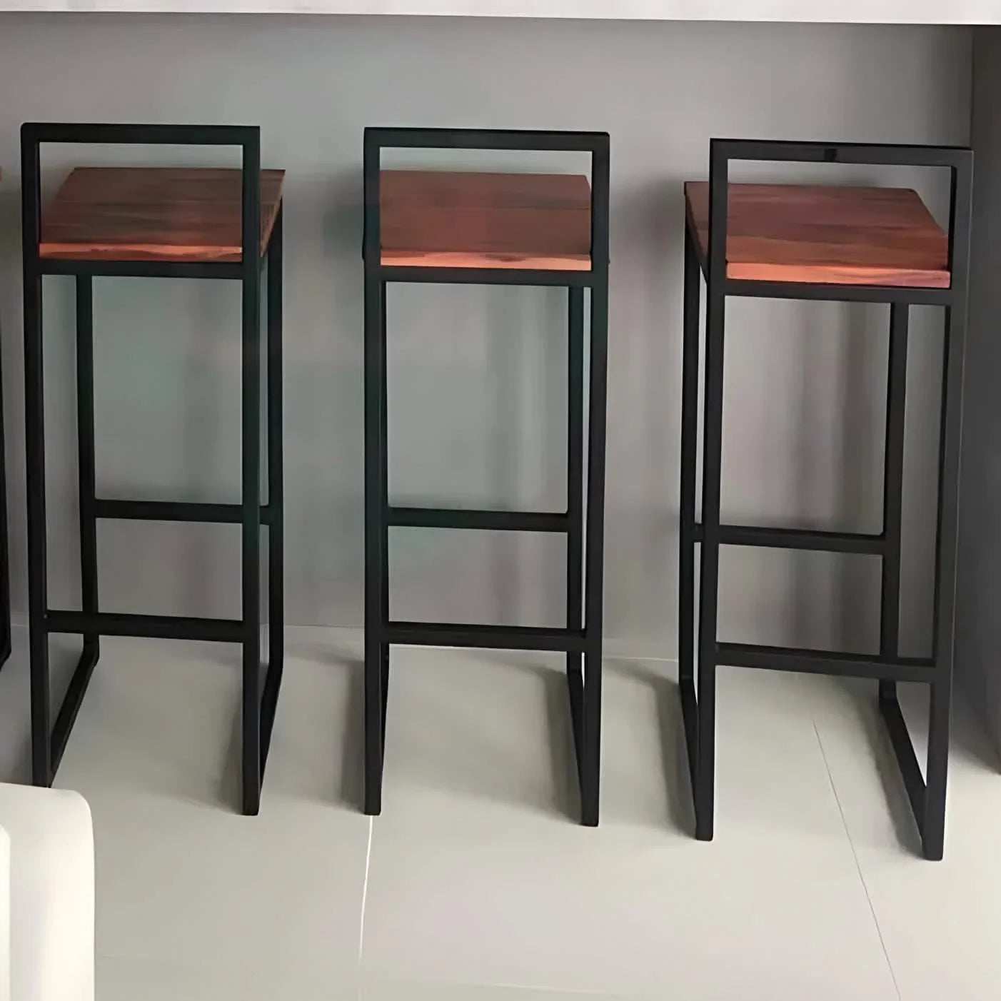 كرسي بار ستيل و ام دي اف، 35*35*90 سم