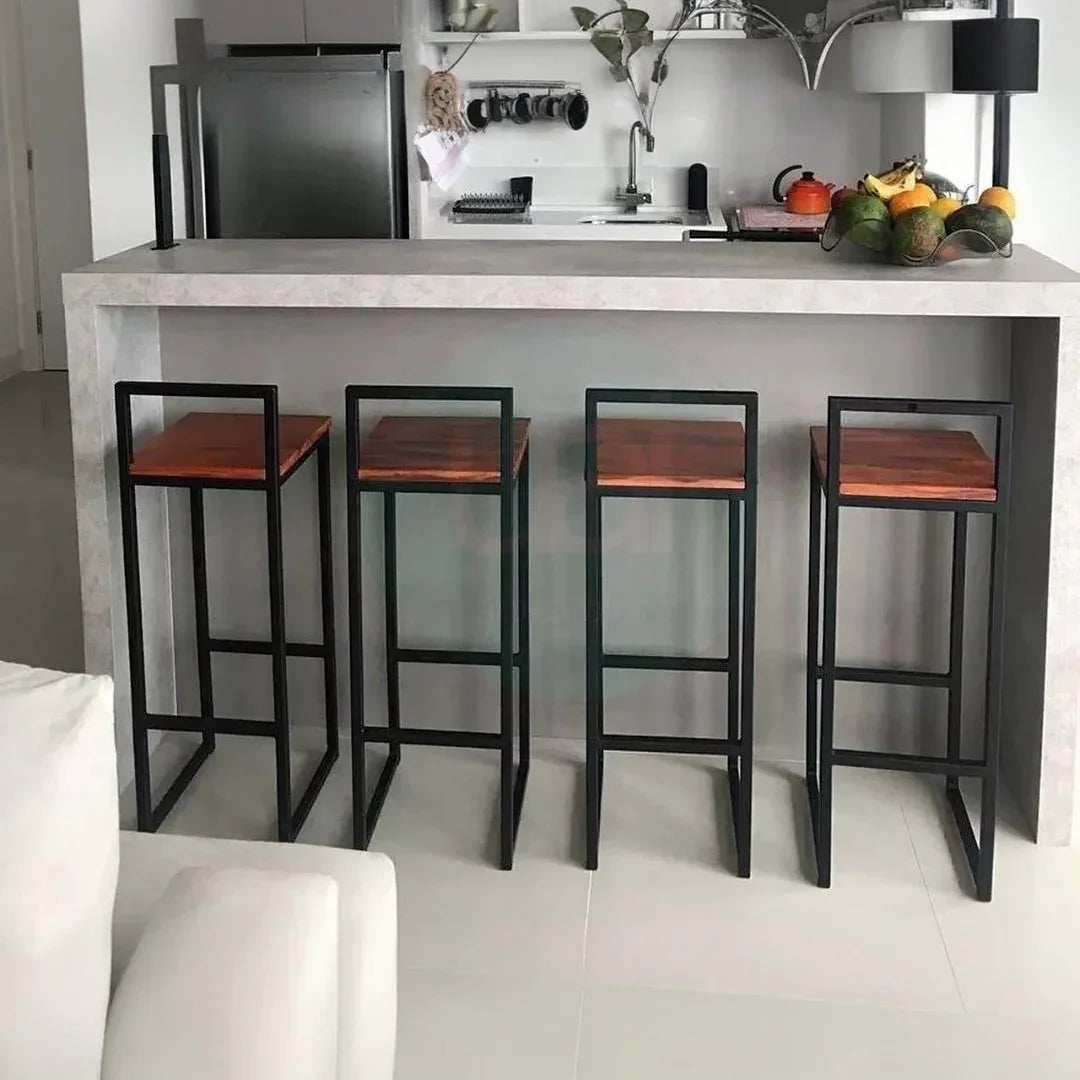 كرسي بار ستيل و ام دي اف، 35*35*90 سم