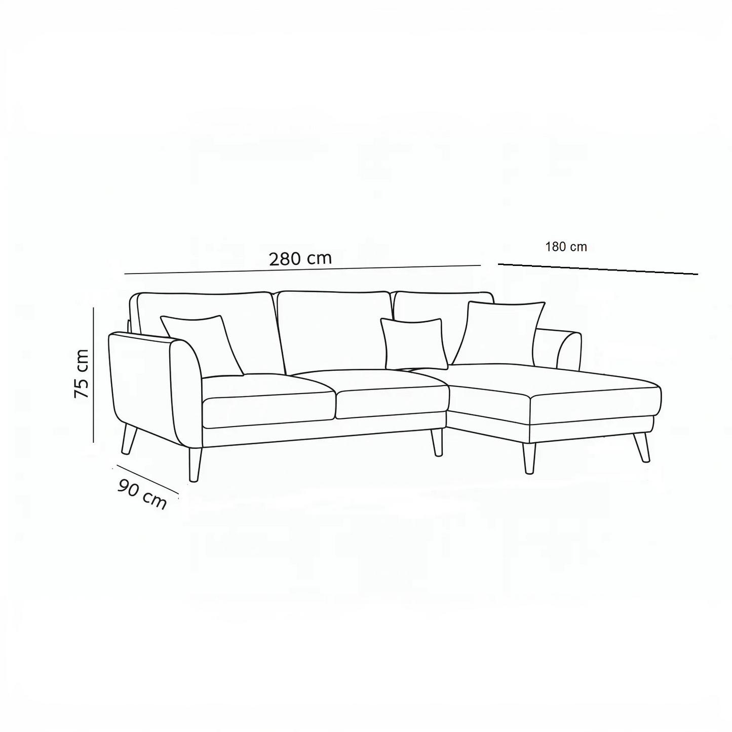 ركنة خشب زان، 280*180*75 سم