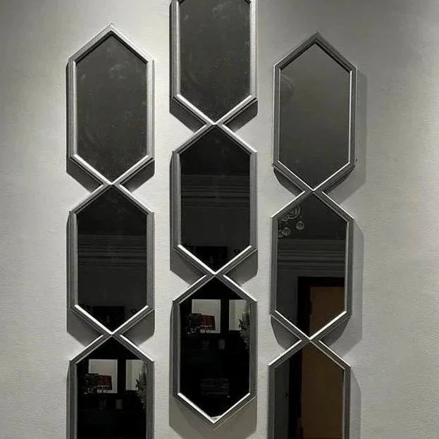 طقم مرايات ديكور حائط بإطار ام دي اف، 15*2*80 سم - 3 قطع