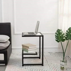 ترابيزة جانبية ستيل بسطح رخام، 35*45*50 سم