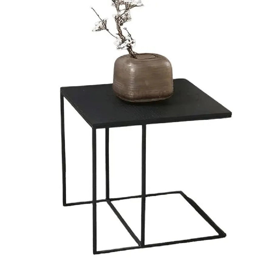 ترابيزة جانبية معدن بسطح خشب، 40*50*40 سم