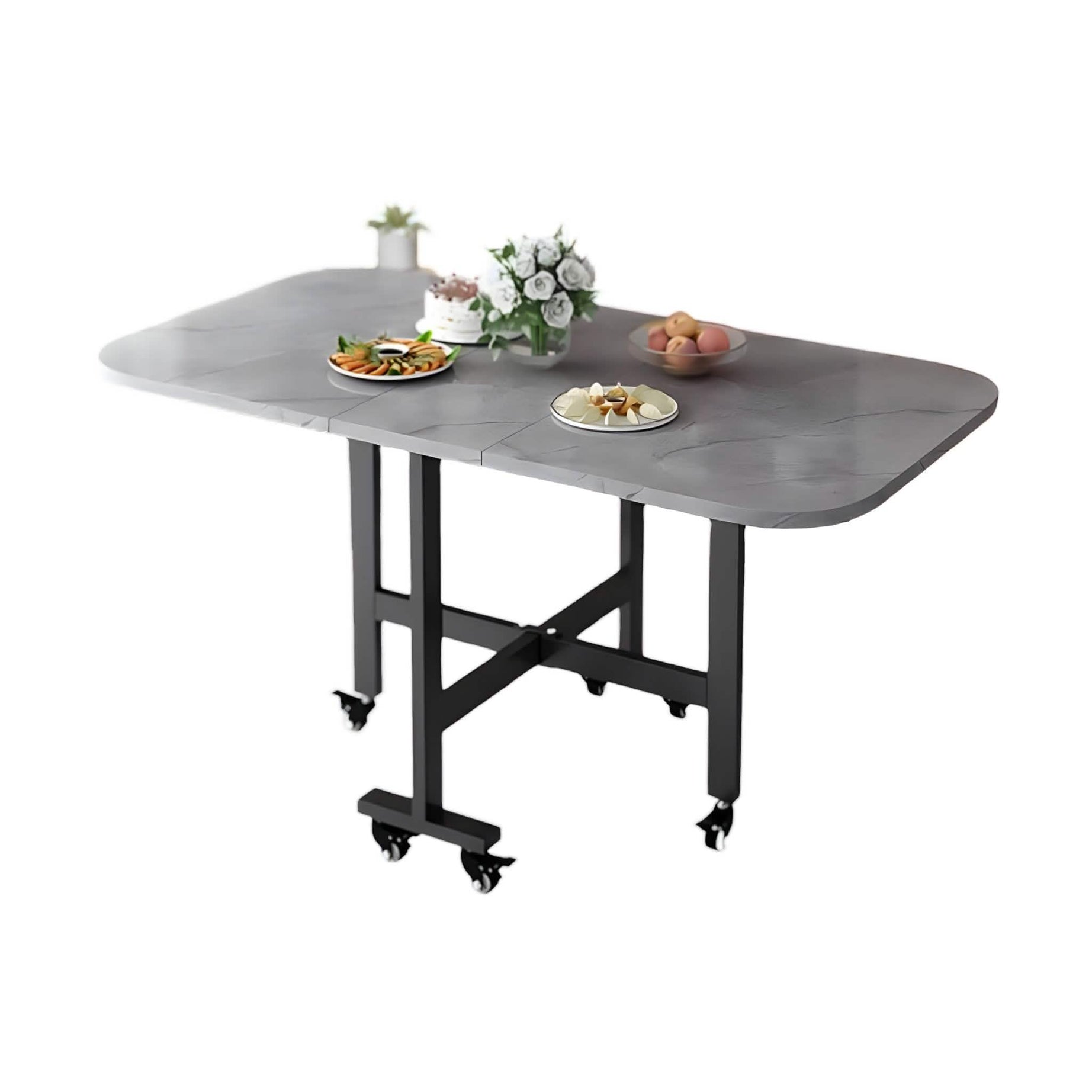 ترابيزة سفرة ستيل بسطح خشب، 120*70*75 سم