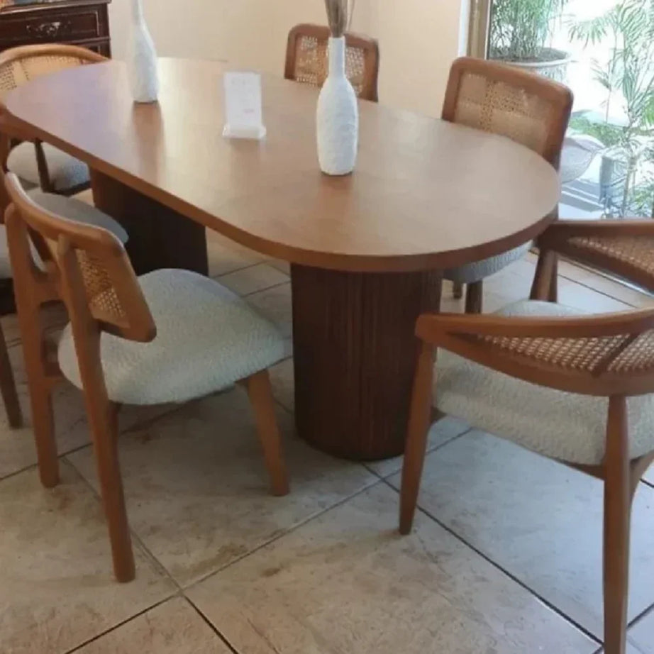 طقم سفرة خشب زان و كونتر، 7 قطع