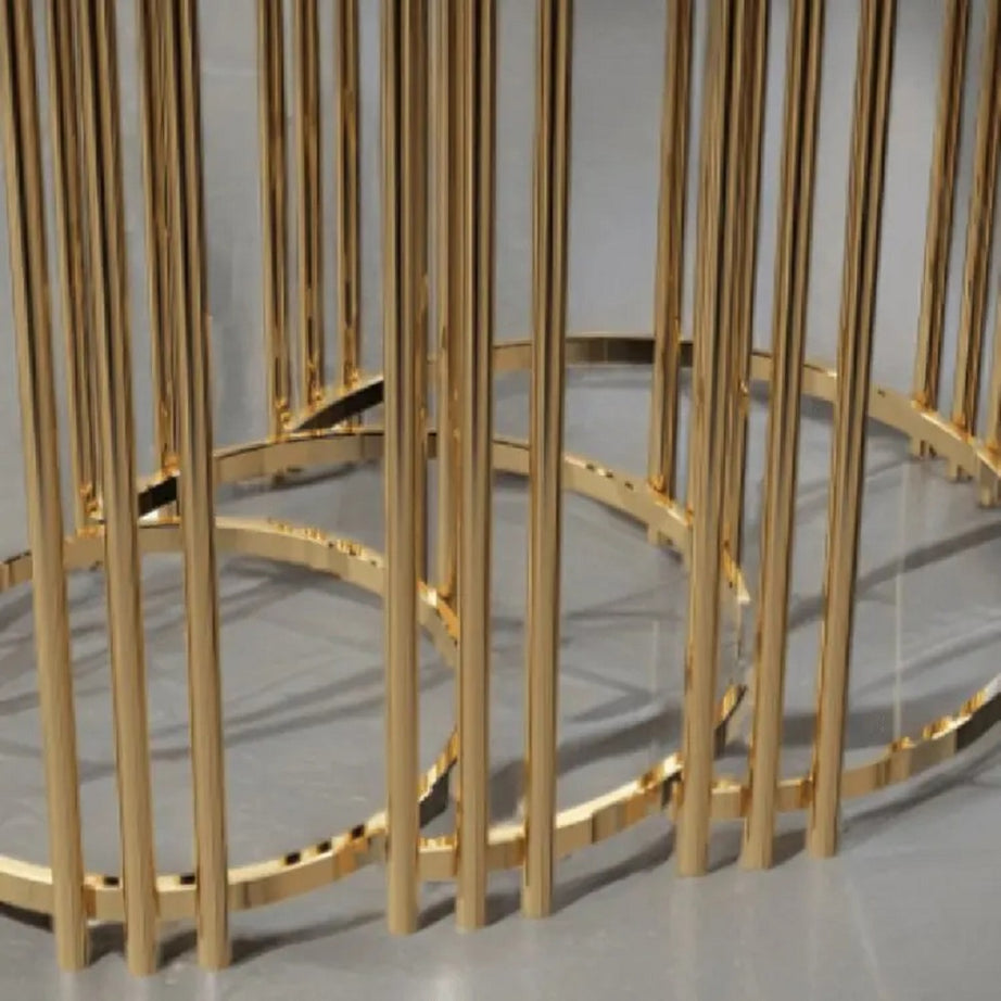 طقم ترابيزات جانبية متداخلة ستيل بسطح زجاج، 3 قطع