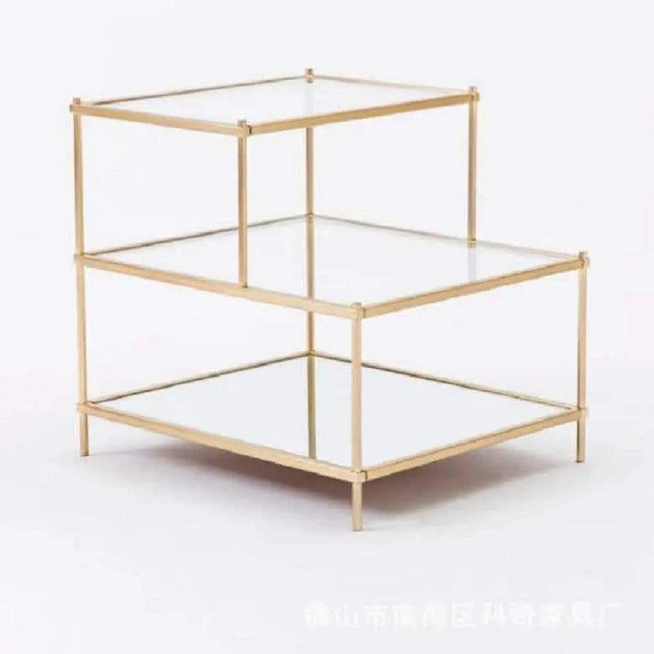 ترابيزة جانبية ستيل بسطح زجاج، 60*30*55 سم