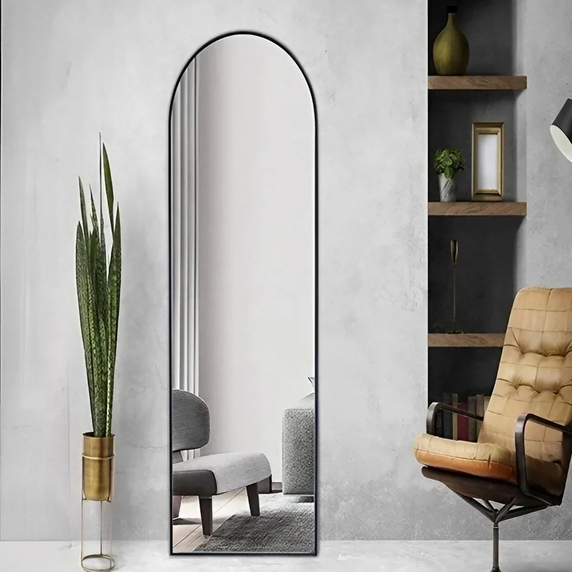 مرايا حائط بإطار خشب ام دي اف، 35*2*145 سم