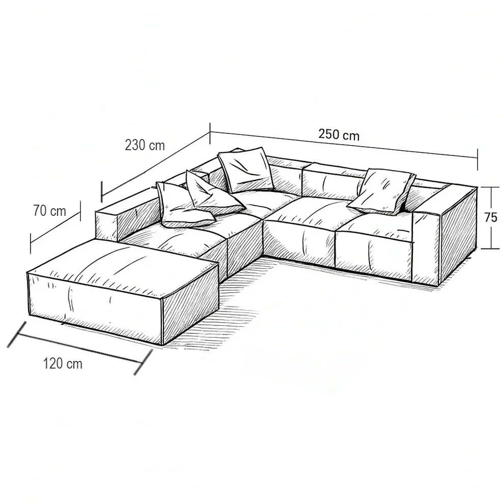 ركنة خشب زان، 250*230*75 سم